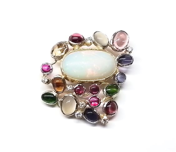 Pendant Soprana Woman in Yellow Gold Opale 6.24 Ct PEGPTOP34X36 - PEGPTOP34X36